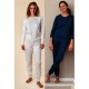 Pyjama femme en coton biologique interlock, encolure ronde